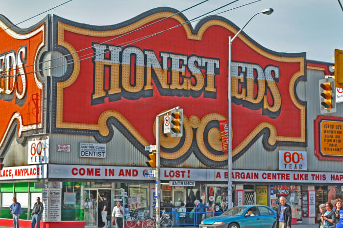Honest Ed's. Anyone who has to claim that they are honest usually isn't, however this guy was the real deal. He was a proprietor in Toronto, and after more than six decades in business, his store closed in 2016.