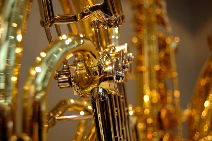 Brass instruments, also referred to as "lip-vibrated instruments," include valved brass instruments such as the horn, tuba, and trumpet, and slide brass instruments like the trombone.