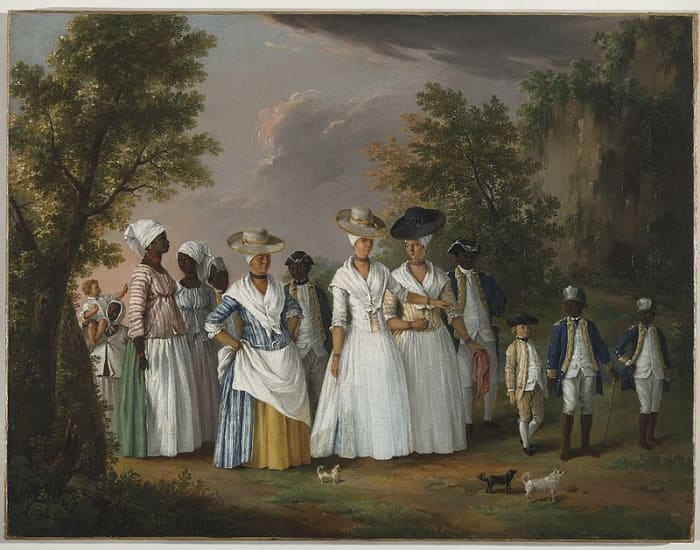 Agostino Brunias, an 18th Italian artist, is the creator for this painting, which is titled Free Women of Color with Their Servants