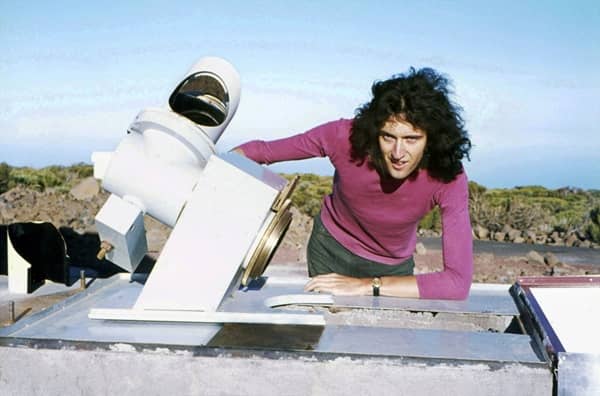 A young Brian May working on his thesis at Tenerife Observatory, before he would have to put his studies on hold.