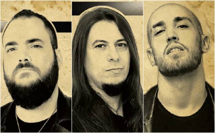 Warrior Path, L-R: Andreas Sinanoglou (guitars), Bob Katsionis (guitars/bass/keys), Yannis Popadopoulos (vocals). Not pictured: drummer Dave Rundle, whose photo was not in the digital booklet the label sent me. Sorry, Dave.