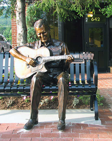 In Boone, NC on the corner of King and Depot sits the Doc Watson sculpture, celebrating the very spot where Doc used to busk.
