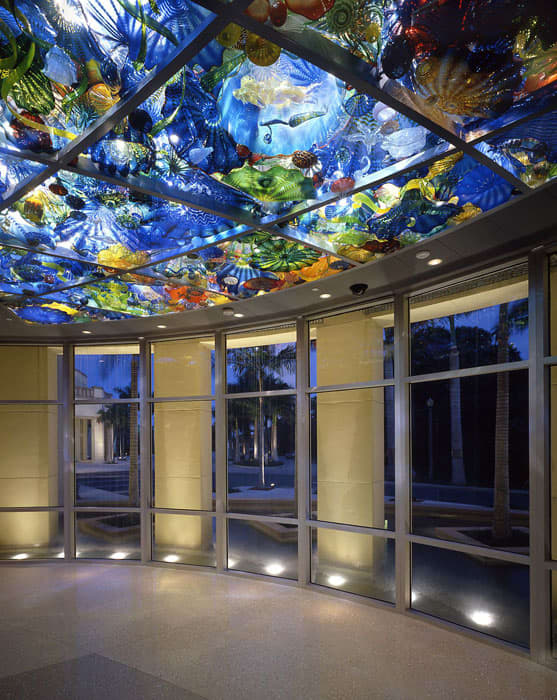 The gorgeous glass ceiling by Chihuly, located at the Norton Museum of Art, will take your breath away