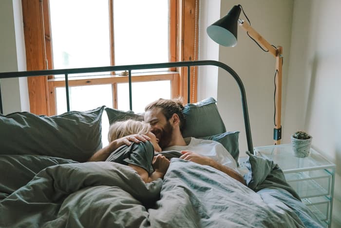 If he stays the night, cuddles with you, and seems to want to spend lots of time with you, that's a good sign that he likes you.