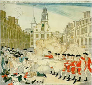I'm sure the British lined Bostonians up and started shooting just like this during the Boston Massacre. Evil Brits!!