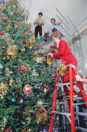Nancy Reagan was one of the few First Ladies who played an active role in the actual tree decorating.