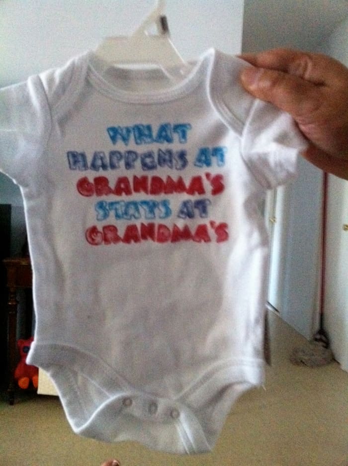Always be grateful for the gifts you receive, whether its an awesome onesie like this or one of ten baby picture frames you still haven't used.
