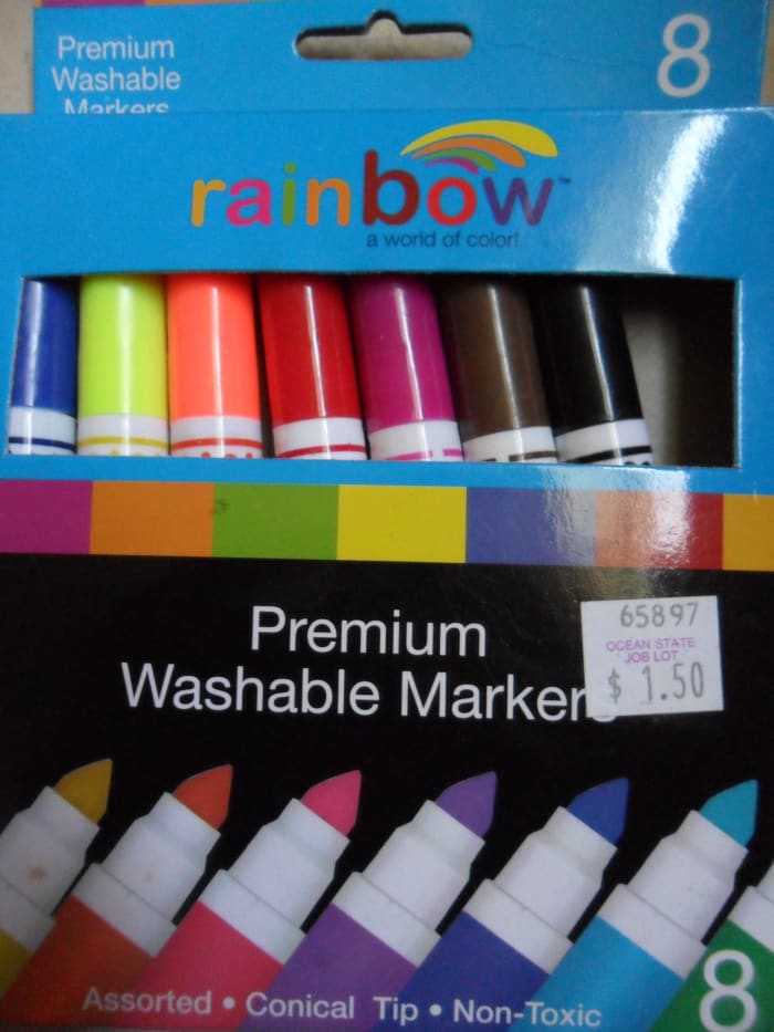 These are the non-toxic washable markers I used for this tutorial. Blue and red are the only colors you will need.