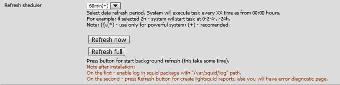 You can manually refresh the LightSquid reports from the settings page.
