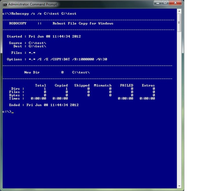 Robocopy (robustcopy) is one of the most useful Windows 7 Commands you can use. Tip - You can also download the Windows resource kit for older versions of Windows.