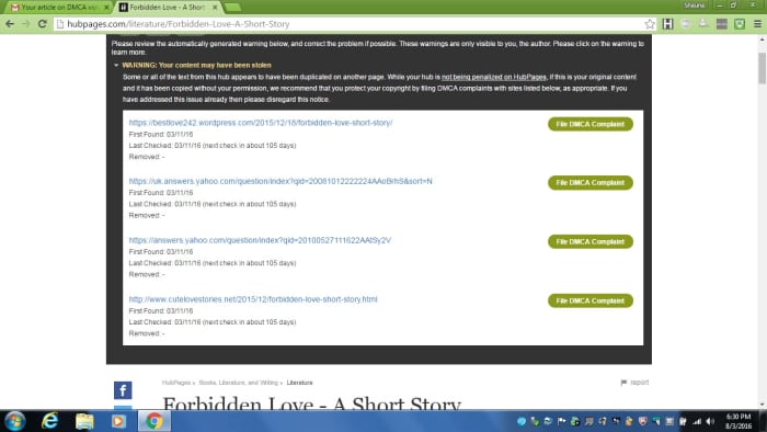 My short story was stolen and posted in four different places on WordPress blogs