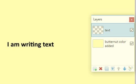 In this illustration, I have used one layer to add a butternut color, and then I have added text to the next layer.