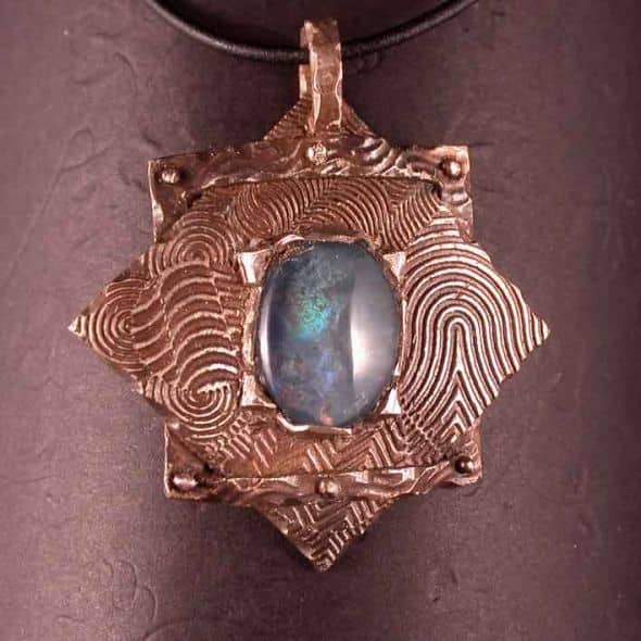 Bronze pendant with Australian opal