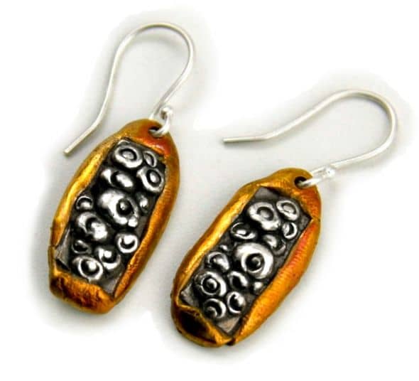 Bronze earrings with silver accents using Accent Silver