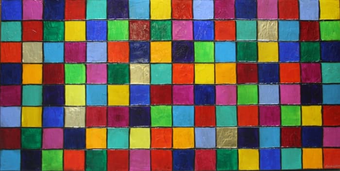 Although this looks simple this painting uses the stucco texture base with carved lines and with a high gloss varnish people often think it is glass! Painting is (c) Azure11, 2010