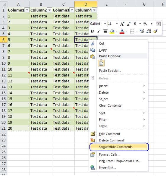 add notes to excel cell