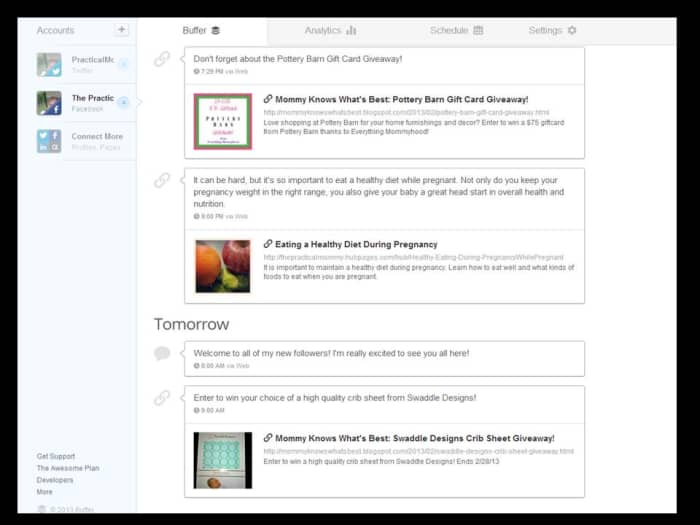 This is a screen shot of some of my posts scheduled to be shared by Buffer. 