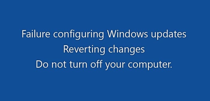 "Failure configuring Windows updates" error message.
