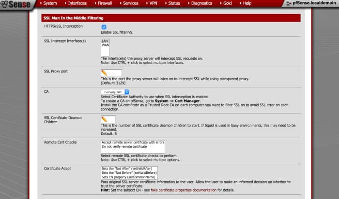 Squid3 SSL man in the middle settings in pfSense