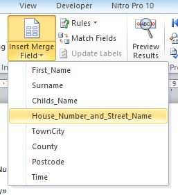 Go to 'Insert Merge Field'. The drop-down menu should contain the headers from your Excel table.