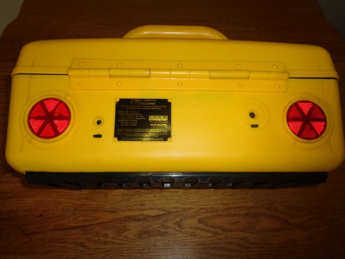 Back view of the Boombox. The only use other than to look cool as far as the reflectors are concerned would be that you can party with it in the dark?