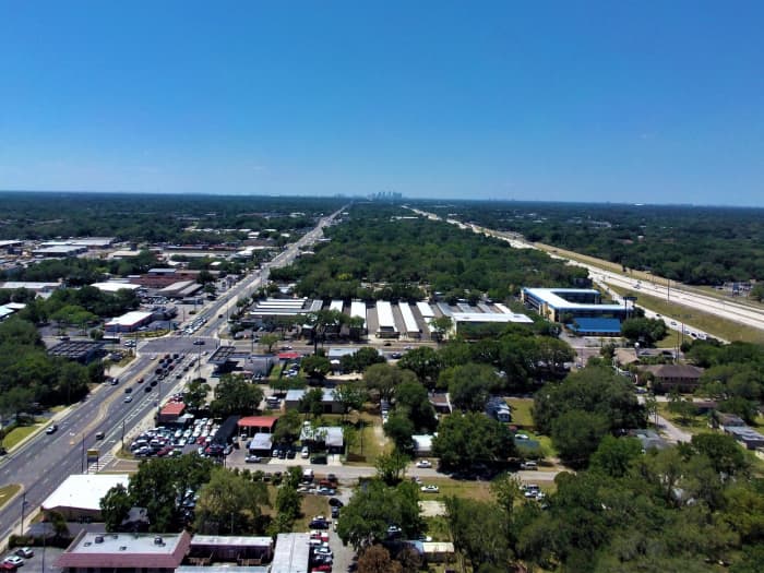 This is a still shot from the Breeze 4K. North Tampa looking toward South Tampa at 78 meters altitude.
