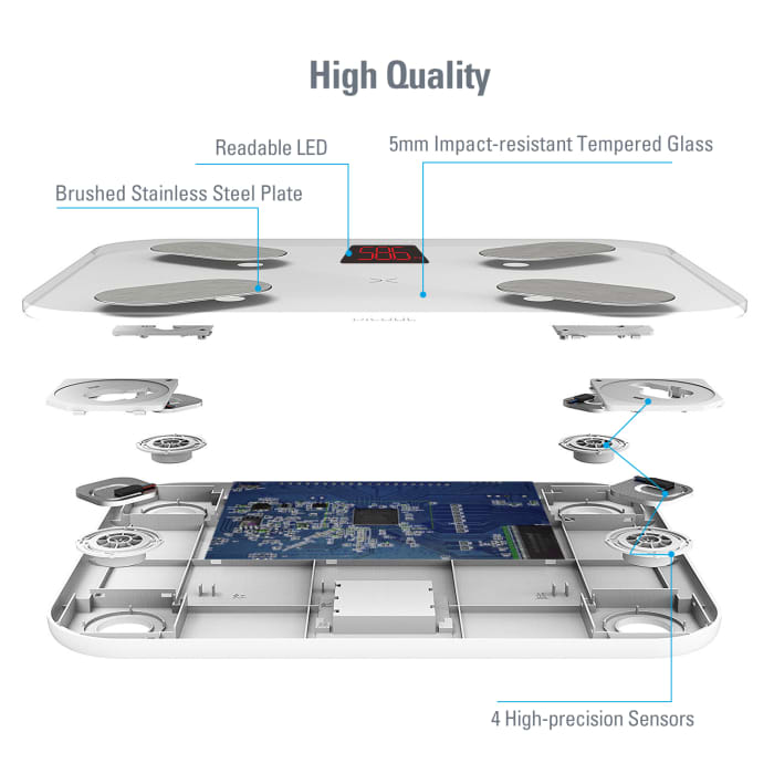 The PICOOC MINI scale is constructed similarly to most smart scales, which use light electrical currents and sensors to evaluate more than just weight. Electrical currents can only gauge so much, making all smart scales best for ESTIMATES only.