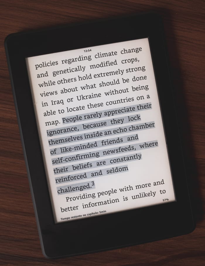 The kindle's screen is designed to replicate the look and feel of a real book page.