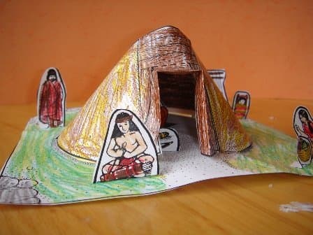 Dioramas don't have to be made with a box. This project was built on a piece of paper with objects and images assembled and attached on top.
