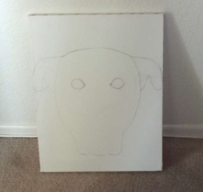 Here I have sketched out the outline of Buster's face.