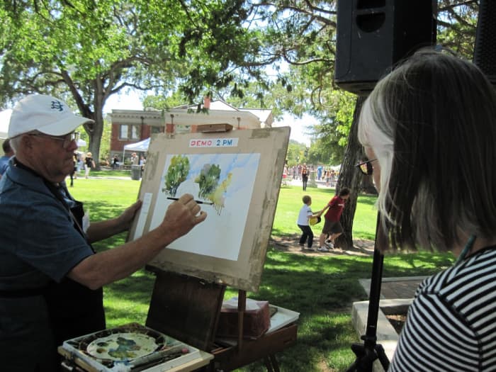 John Partridge gives watercolor painting demonstration at the 2011 Festival of the Arts in Paso Robles, California.
