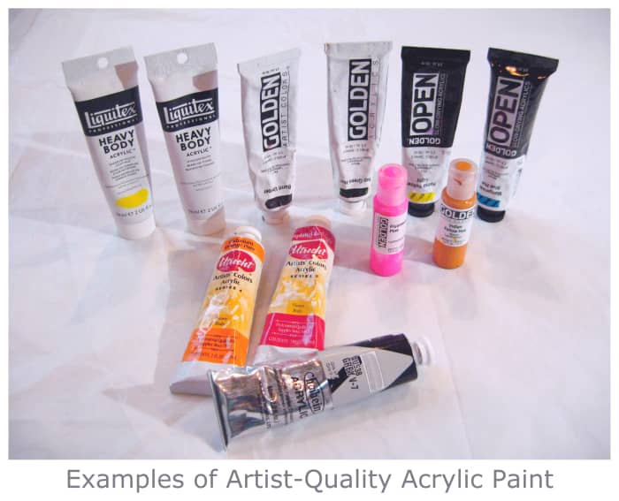 Artist-quality acrylic paints have higher pigmentation and less fillers. They do their job better than student grade paints, and they make it easier for the artist.