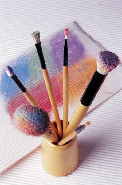 Stenciling brushes. Always blot your brush and apply the paint dabbing lightly and evenly.