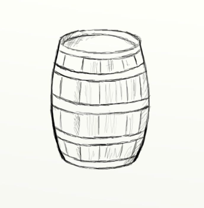 How to Draw a Wooden Barrel