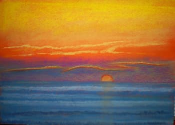 Sunset at Sea: This one is very colourful, did I say that this is why I like pastels? A sunset at sea, I enjoyed painting this one.