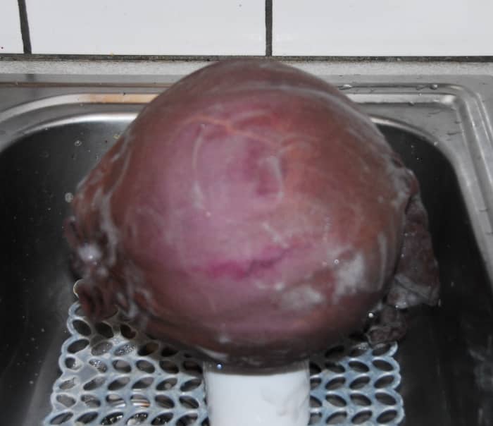 When the Pod is tied up inside the stocking, I give it a good soap up with some hot water and dish washing liquid and a really good massage to get rid of some of the bumps and folds. When I am happy with it, I pop it back into the tumble dryer.