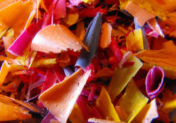 Use crayon shavings to make a design or sprinkle them randomly.