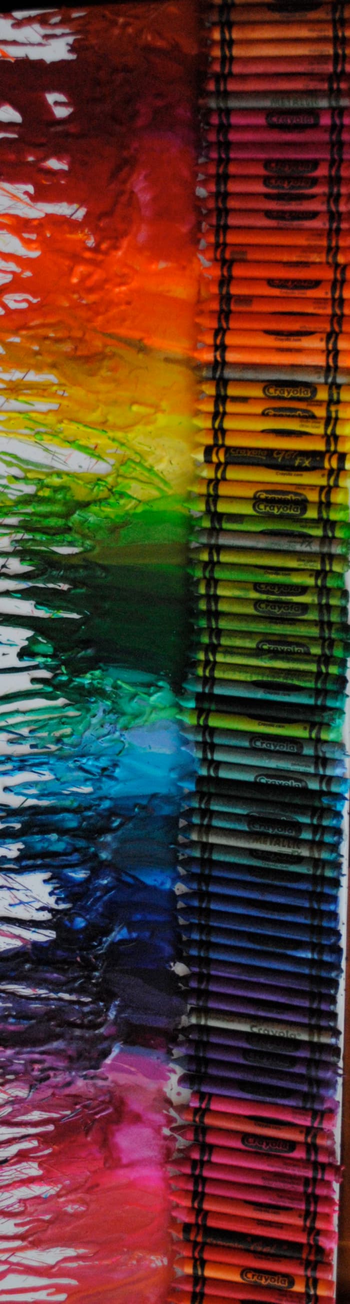 This crayon painting is turned sideways, but your finished work may look similar.