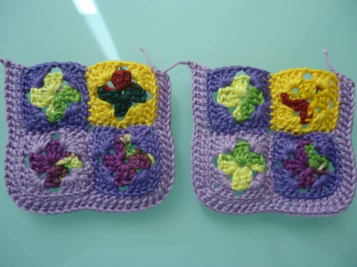 This is the face of the shopping bag. You can use any scrap you have, I just wanted a more symmetric look so I used threads that I still had a lot of in my stash.
