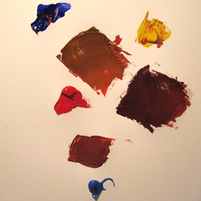 Step 5: I made yet another orange and added Cerulean Blue Chromium. I got a nice brown with a nice warm hue.