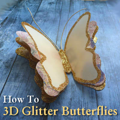 Learn how to make 3D layered paper butterflies with glitter edging.