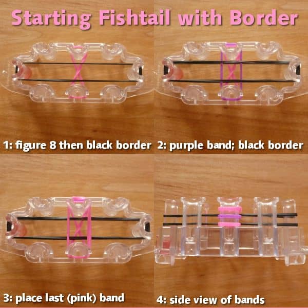 Starting guide for where bands go on fishtail with border