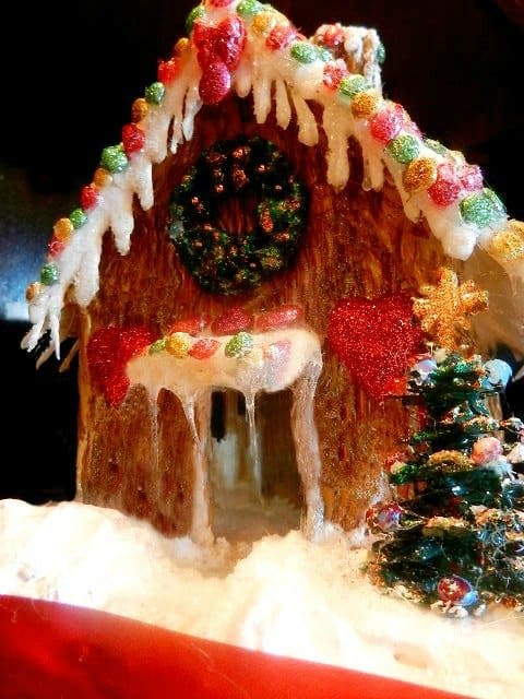 If you don't plan to eat it later on, you can add realistic-looking icicles to your gingerbread house using your hot glue gun.