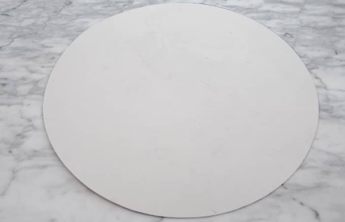 Here is a cardboard template/resist which measures 20 inches across. An alternative would be to make it out of bubble wrap or floor laminate cushioning.