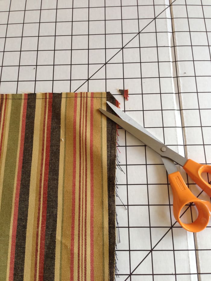 Although there was barely any excess fabric here, it is a good idea to clip the corners to reduce bulk once turned right-side-out.