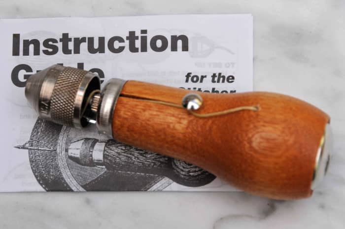 After drilling a few holes into the edges of the sole you can use a Speedy Awl and some Waxed thread to complete the project.