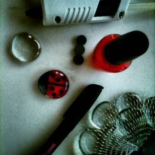 Not all of your craft supplies need to come from an art store. I used leftover red nail polish to make my ladybug fridge magnet.
