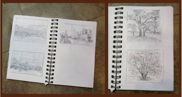 Sketching down the scene before starting painting helps to test the best option for the composition and positioning of elements.