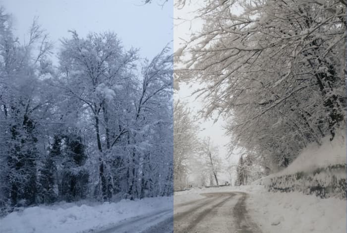 In this picture, I set a wrong white balance and the image came out really cold (left), but then I fixed it via software (right).