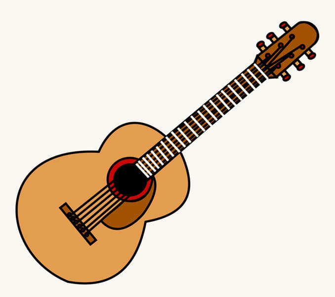 Step By Step How To Draw A Guitar FeltMagnet   Step By Step Drawing Of A Guitar 